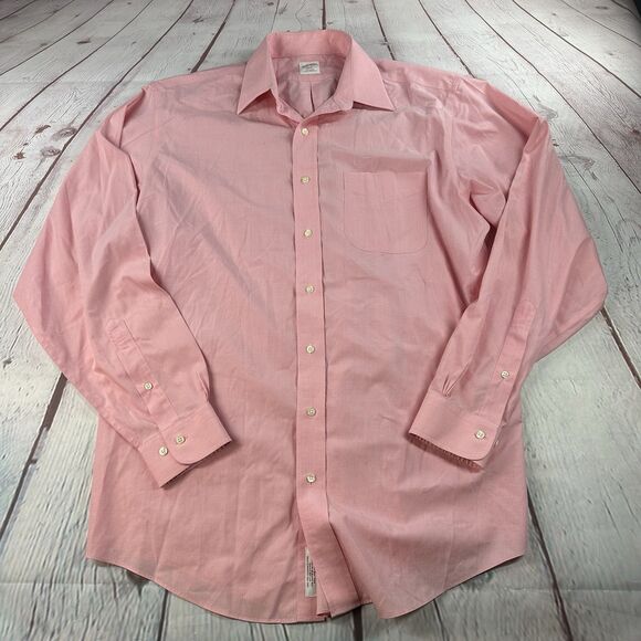 Brooks Brothers 346 Mens Non Iron Cotton Pink Dress Shirt 16.5 6/7 - Picture 1 of 8